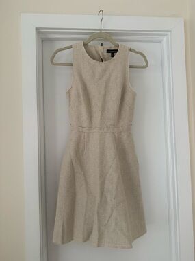 Banana Republic Sleeveless Beige Fit-and-Flare Dress